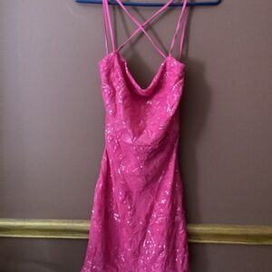 Hot pink sequin Homecoming dress NWT